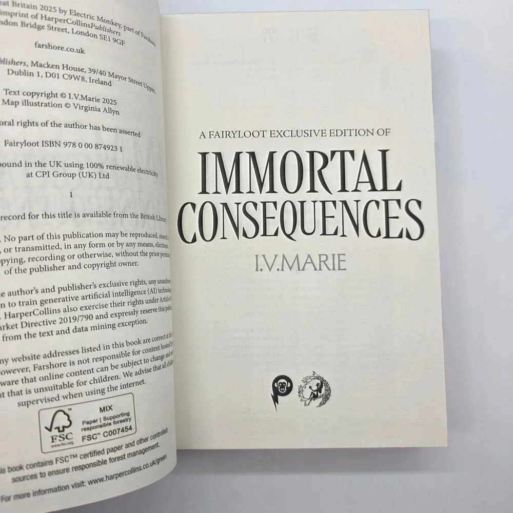 Immortal Consequences‎ FairyLoot Exclusive Book IV Marie Hardcover + Overlays